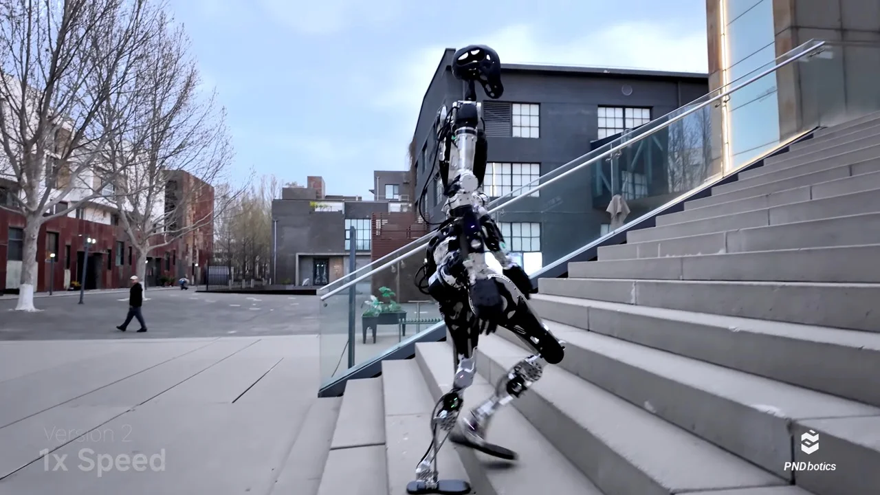 From Lab to Pavement: PNDBotics Adam Humanoid Demonstrates Real-World Stair Navigation
